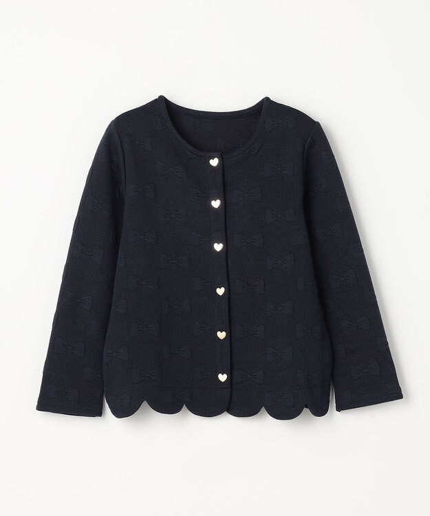 ANY KIDS リボン ジャガード カーディガン ネイビー