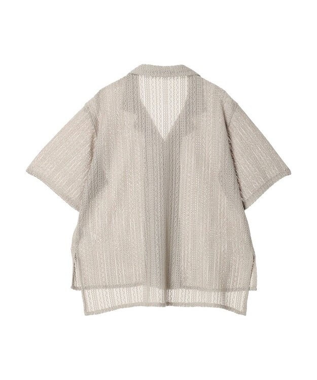 Green Parks レース開襟ブラウス Gray Beige