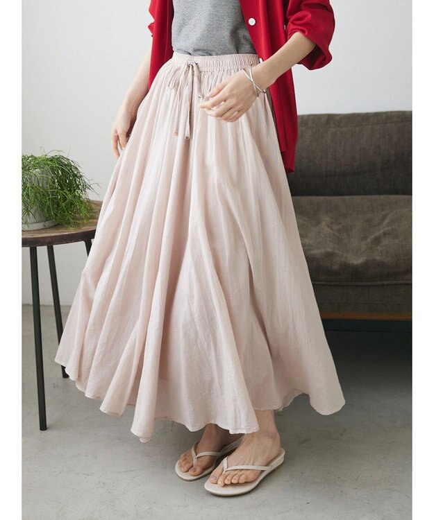 CRAFT STANDARD BOUTIQUE コットンボイルギャザースカート Gray Beige