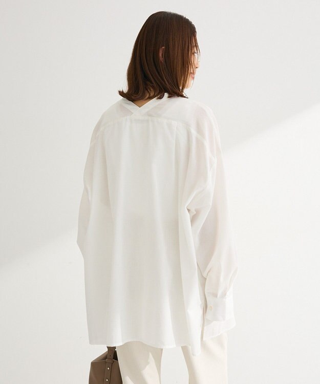 Green Parks 綿麻混Ｖネックオーバーサイズシャツ Off White