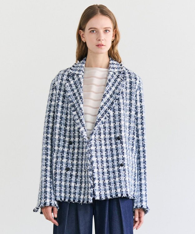 BEIGE， BERYL / ファンシーツイードダブルジャケット Navy Mix