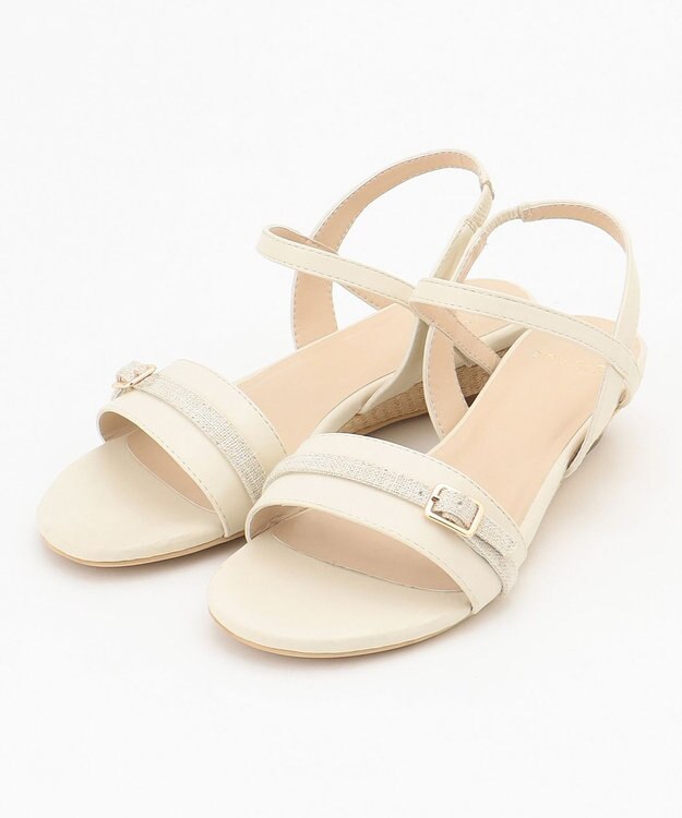 ANY SIS 【23.0~24.5cm】リネン調ベルトプチウエッジ サンダル アイボリー