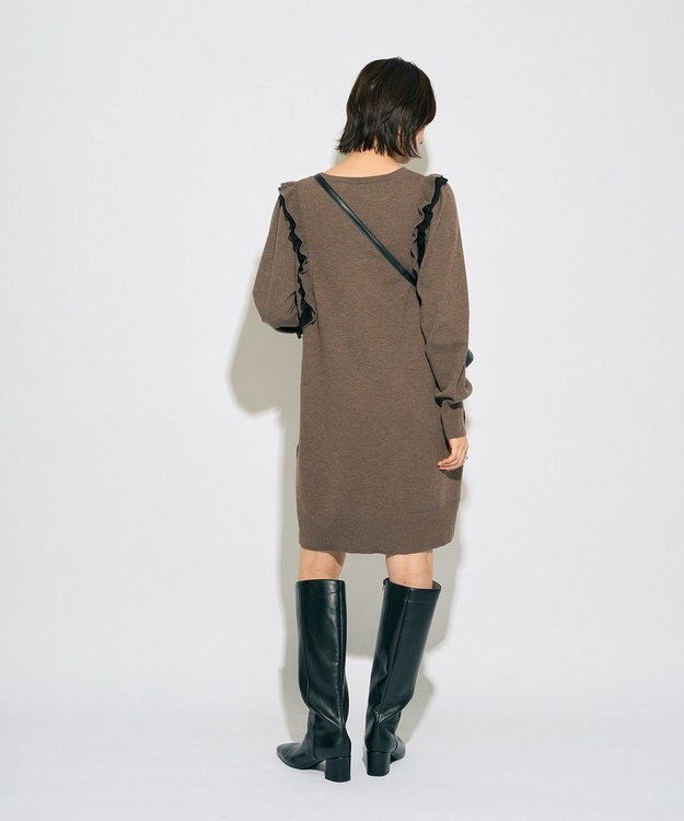 YECCA VECCA 【archive】ラッフルニットワンピース Dark Beige