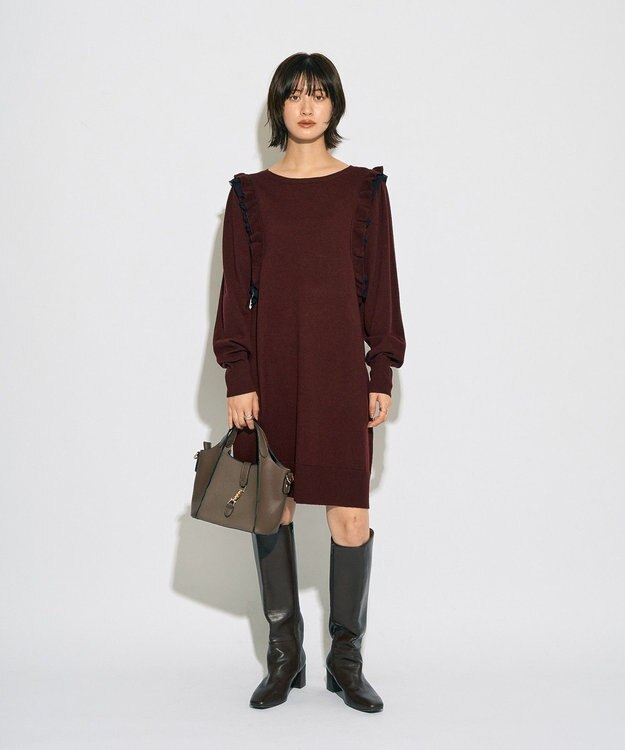 YECCA VECCA 【archive】ラッフルニットワンピース Bordeaux