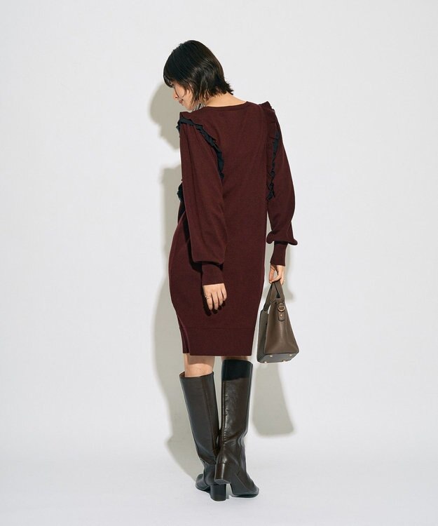 YECCA VECCA 【archive】ラッフルニットワンピース Bordeaux