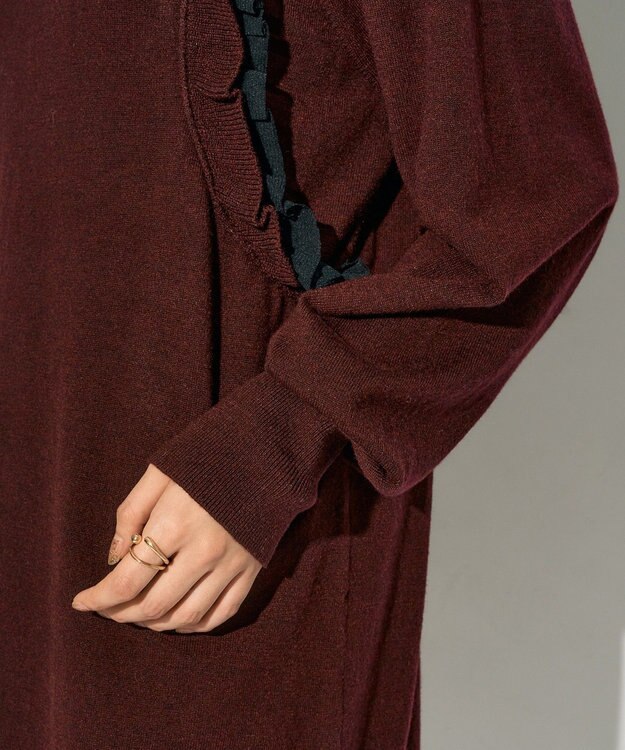YECCA VECCA 【archive】ラッフルニットワンピース Bordeaux