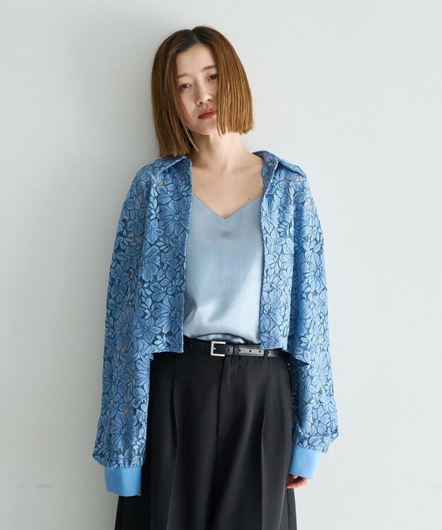 YECCA VECCA [2SET]キャミレイヤードレースシャツ Blue