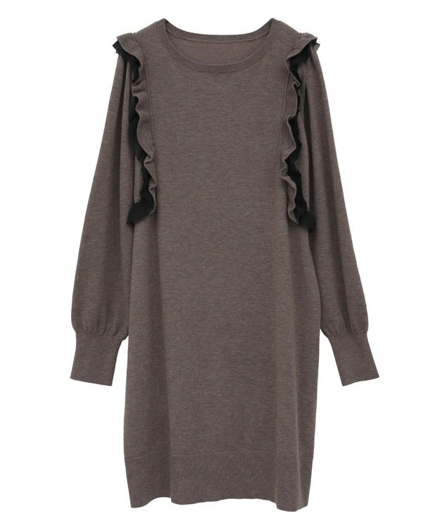YECCA VECCA 【archive】ラッフルニットワンピース Dark Beige
