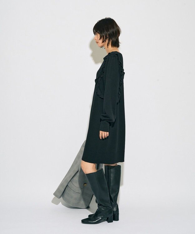 YECCA VECCA 【archive】ラッフルニットワンピース Black
