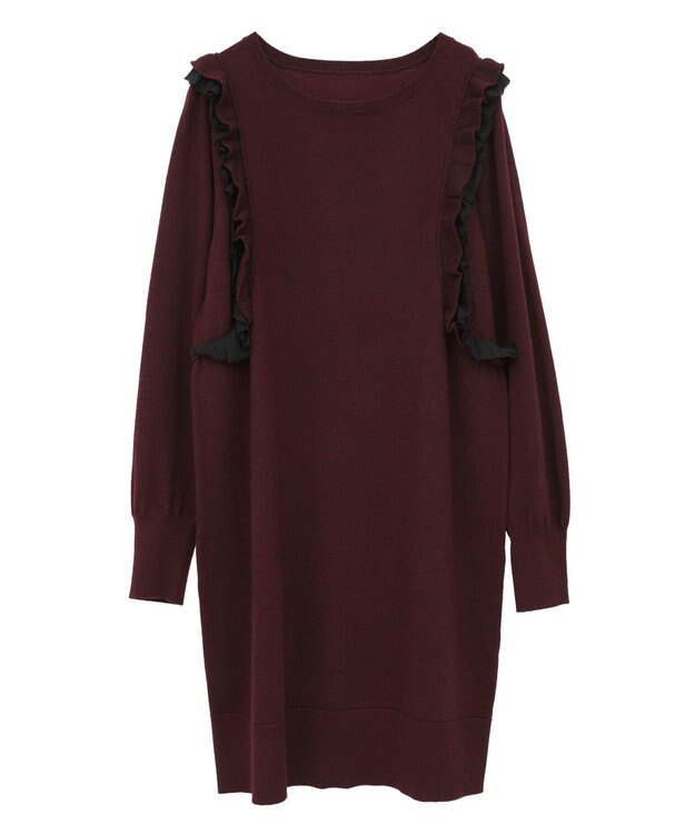 YECCA VECCA 【archive】ラッフルニットワンピース Bordeaux