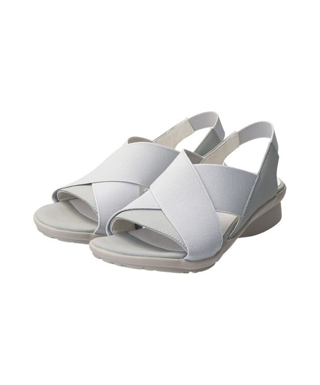 INTER-CHAUSSURES 【BUSSOLA】ワイドエラスティッククロスベルトサンダル グレーヌバック