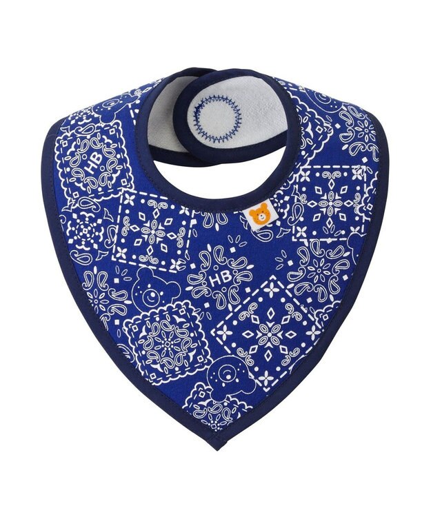 MIKI HOUSE HOT BISCUITS バンダナ風柄スタイ 紺