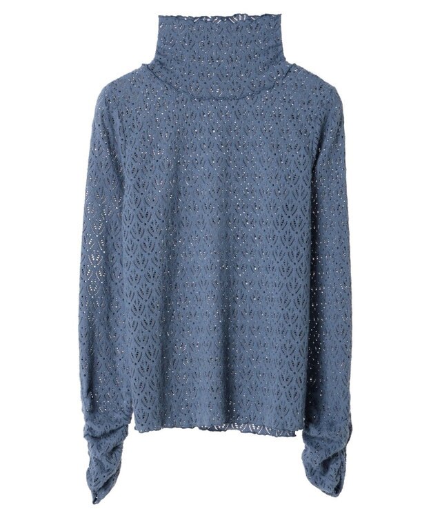 earth music&ecology 起毛レースハイネックインナー Blue
