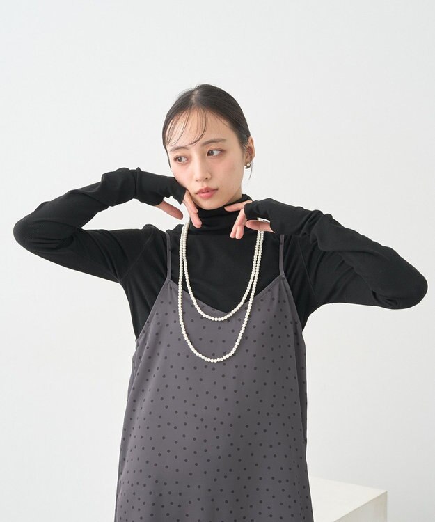 earth music&ecology リブタートルネックプルオーバー Black