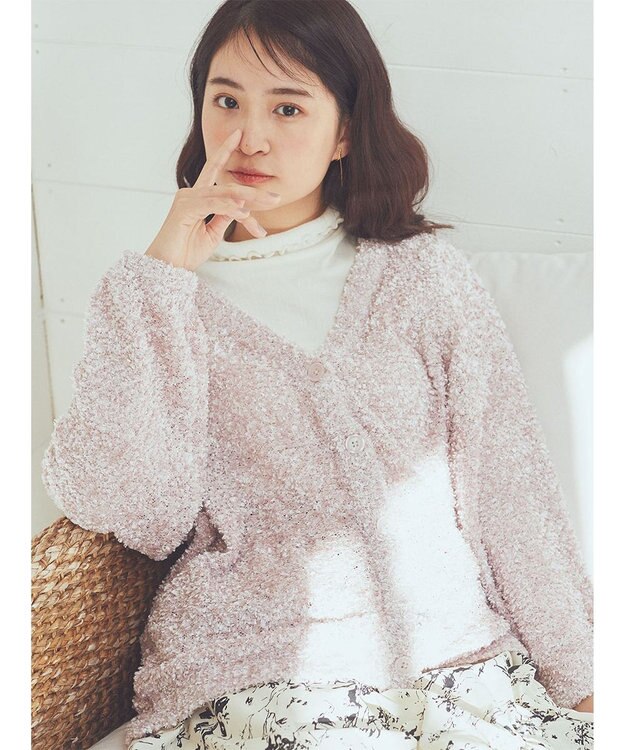earth music&ecology ぽこぽこヤーンカーディガン Light Pink