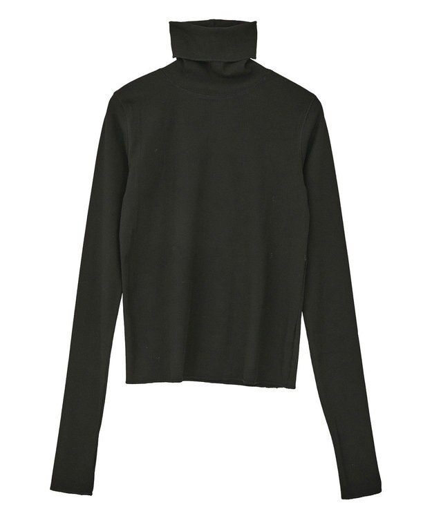 earth music&ecology リブタートルネックプルオーバー Black