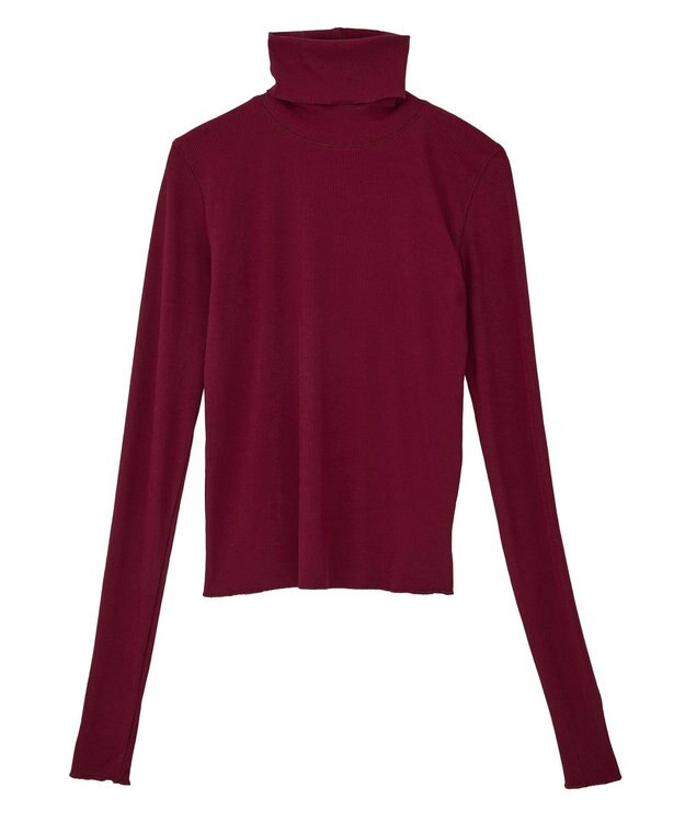 earth music&ecology リブタートルネックプルオーバー Red