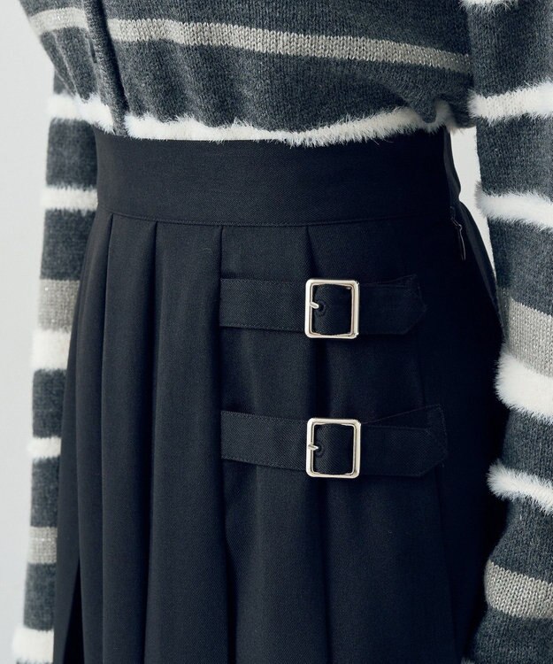 earth music&ecology サイドバックルプリーツスカート Black