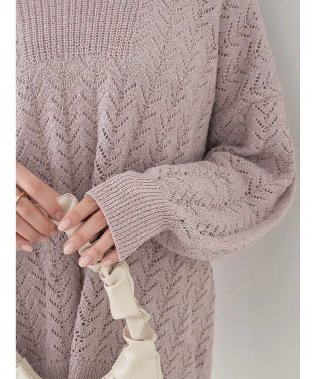 earth music&ecology ビッグカラーニットプルオーバー Lavender