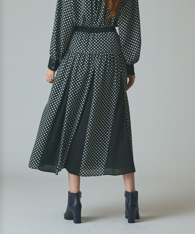 GRACE CONTINENTAL ドットコンビスカート ブラック