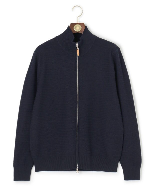 J.PRESS MEN 【KING SIZE】ハイツイストヘリンボン フルジップカーディガン ネイビー系