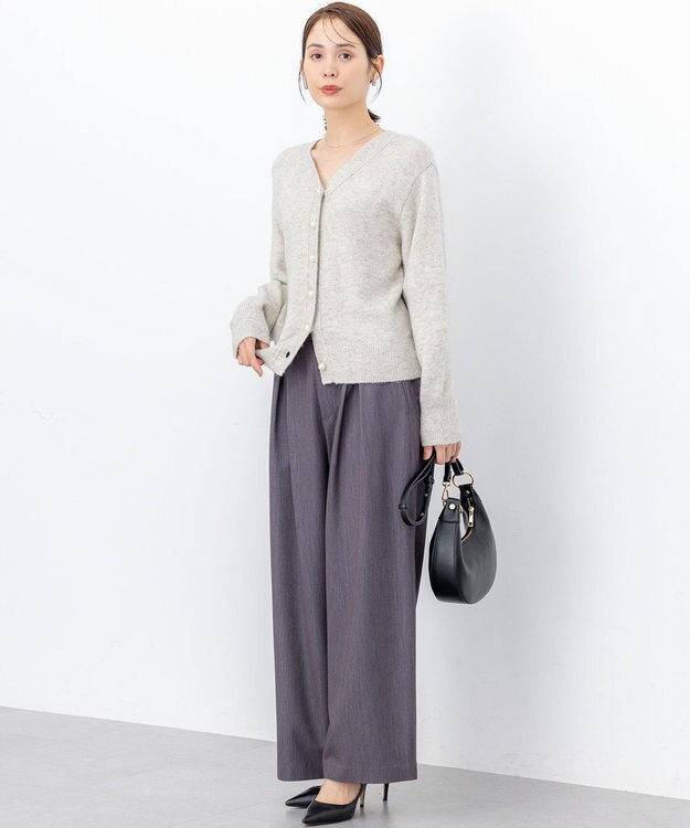 組曲 L 【加藤ローサさん着用】ラメストライプ ワイドパンツ グレー系1