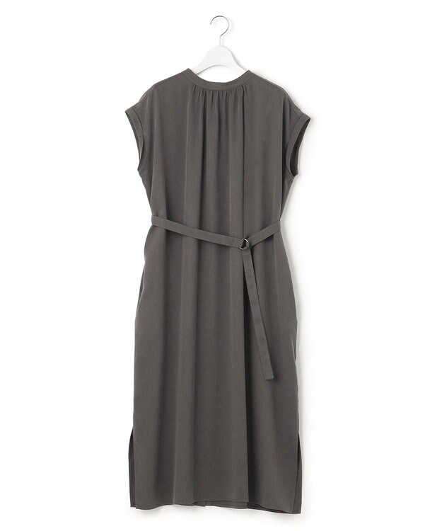 23区 L 【前後着用可能】フィブリルツイル ギャザー ワンピース グレー系