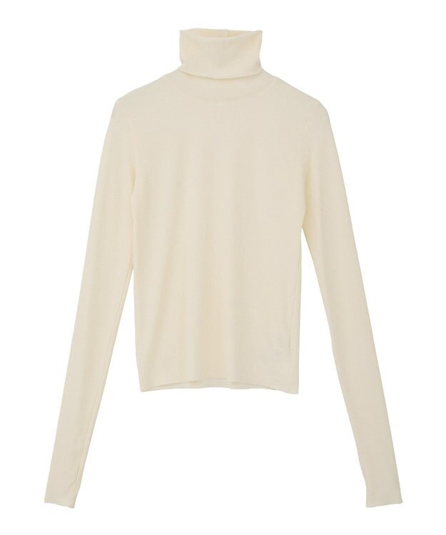 earth music&ecology リブタートルネックプルオーバー Ivory