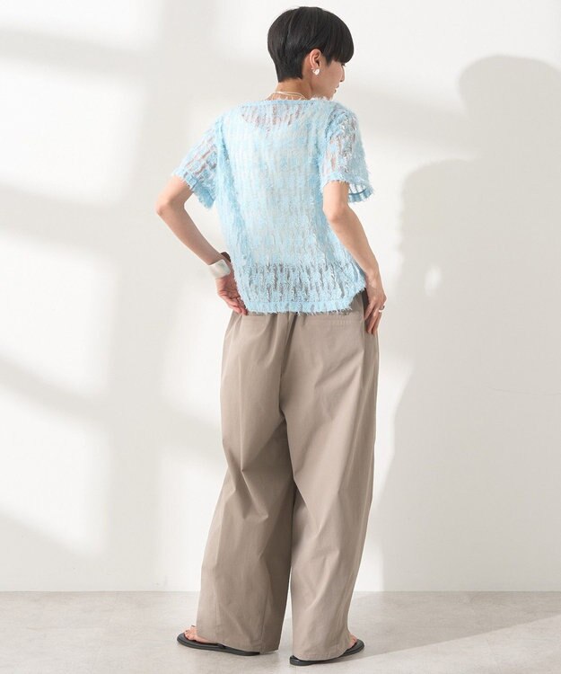 AMERICAN HOLIC チュールフリンジシアーＴシャツ Light Blue
