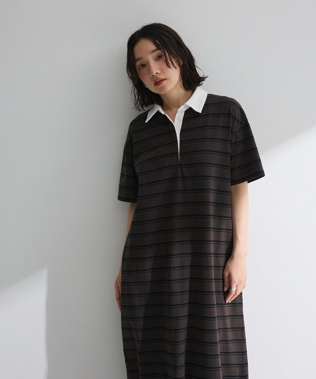 Green Parks ・ＳＵＧＡＲ　ＳＰＯＯＮ　ボーダーポロワンピース Charcoal Gray