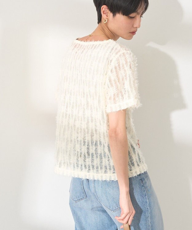 AMERICAN HOLIC チュールフリンジシアーＴシャツ Ivory