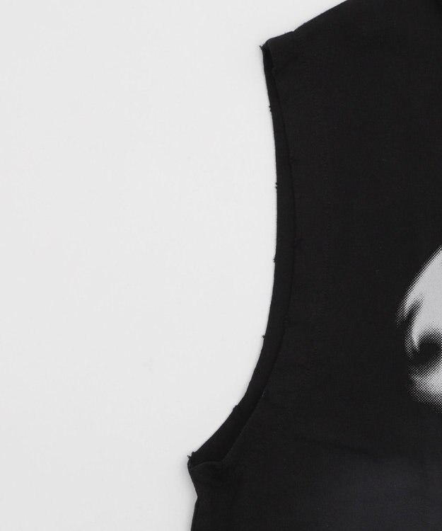 WEGO ノースリーブグラフィックZIPパーカー ブラック