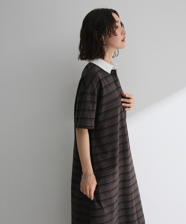 Green Parks ・ＳＵＧＡＲ　ＳＰＯＯＮ　ボーダーポロワンピース Charcoal Gray