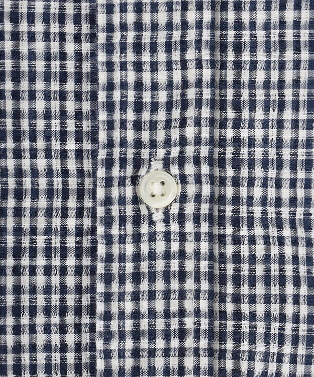 J.PRESS MEN 真夏を乗り切る爽快感と機能性【吸水速乾 / 接触冷感 / 高通気性 / ウォッシャブル】サッカーチェック シャツ / バンドカラー ホワイト系3