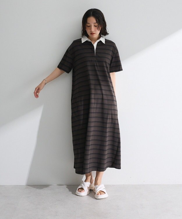 Green Parks ・ＳＵＧＡＲ　ＳＰＯＯＮ　ボーダーポロワンピース Charcoal Gray