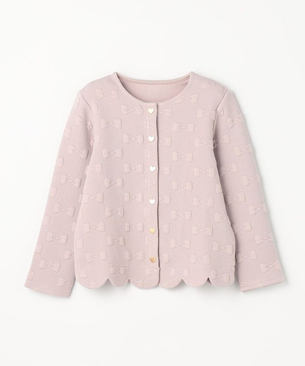 ANY KIDS リボン ジャガード カーディガン ベージュ