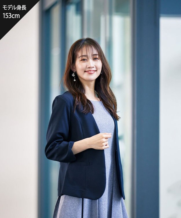 Tiaclasse L 【ダブルクロス・洗える】テーラードジャケット ネイビー