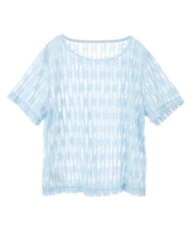 AMERICAN HOLIC チュールフリンジシアーＴシャツ Light Blue