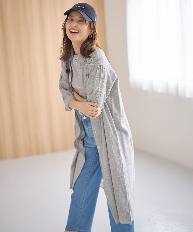 ANY ヨーロピアンリネンシャツワンピース チェック