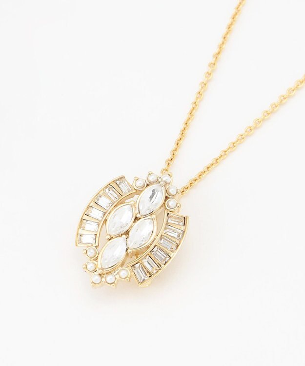 自由区 ビジューブローチ ネックレス ライトゴールド