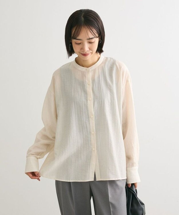 Green Parks バックシャンバンドカラーシャツ Beige