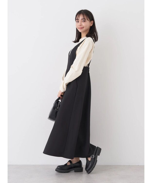 earth music&ecology Ｖネック切替ジャンスカ Black