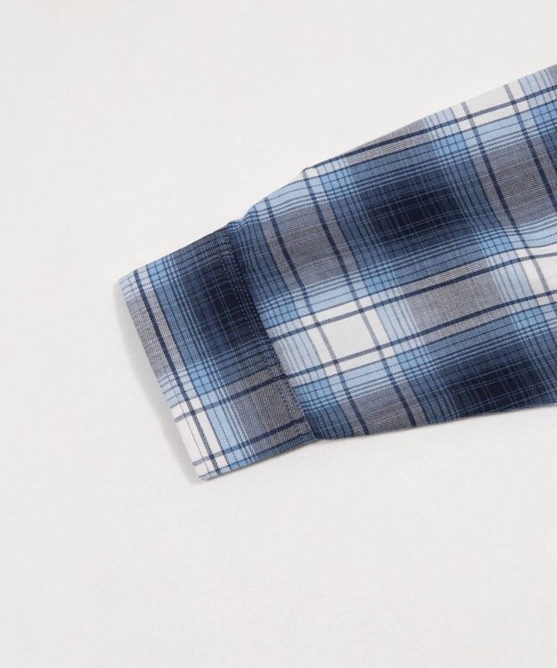 WEGO 【ユニセックス着用ITEM/MLサイズ展開】オンブレチェックフードシャツ（LS） ブルーチェック1