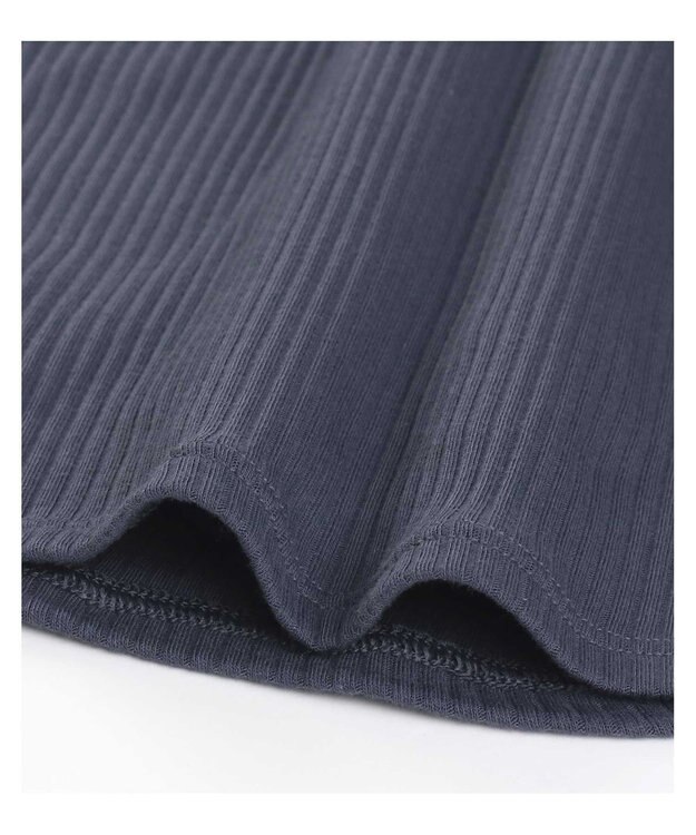 une nana cool 綿100%生地使用 リブ編みコットン 長袖シャツ ダークネイビー