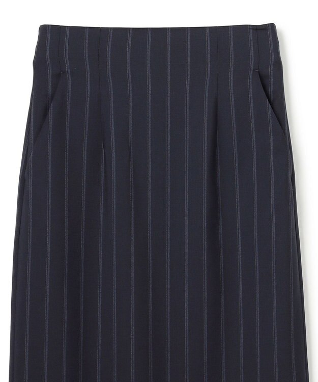 BEIGE， 【セットアップ対応】GEORGE / ウールストライプ ハイウエストスカート Navy Stripes