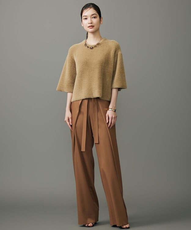 自由区 L 【SHIHOさん着用】フロントディテールラップワイド パンツ キャメル