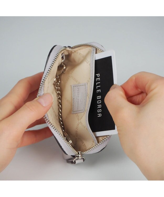 PELLE BORSA ラウンドファスナーキーポーチ Chrono Weave クロノウィーブ 5847 アイスグレー