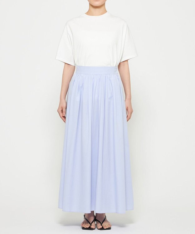 uncrave カラータイプライター フレアスカート サックス