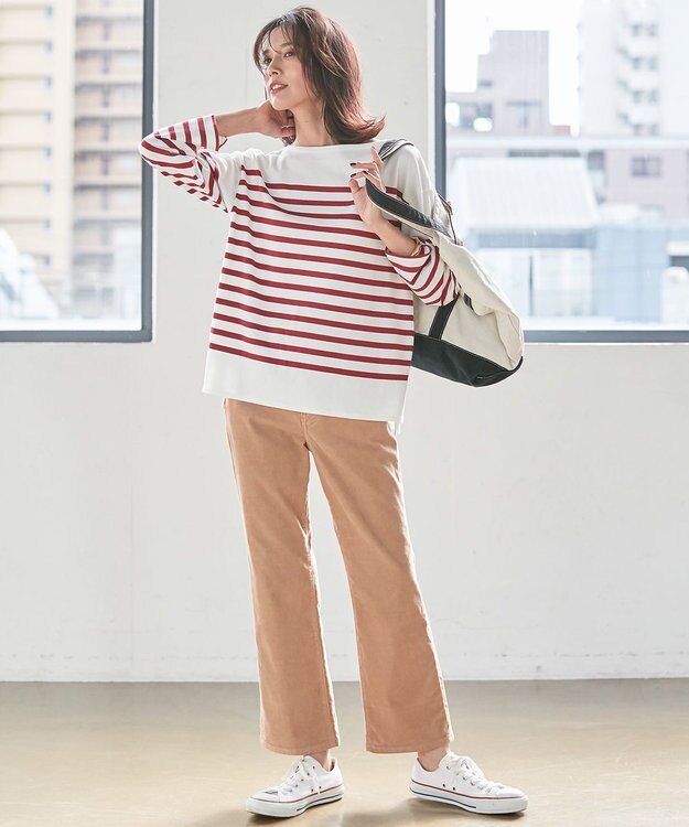 23区 【SLOW】ストレッチ コーデュロイ ストレート フレア パンツ キャメル系