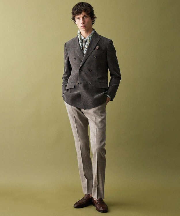 JOSEPH ABBOUD 【イタリア生地・日本製・麻×シルク】レジメンタル ネクタイ カーキ系2